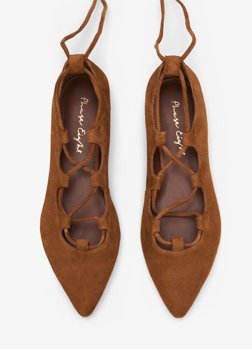 Phase Eight Tan Tie ballerina van geitenleer - detail 2 bruin