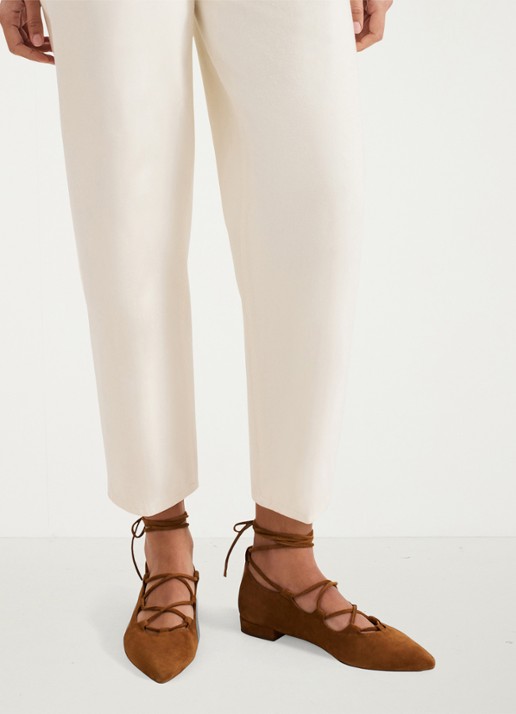 Phase Eight Tan Tie ballerina van geitenleer - detail 4 bruin
