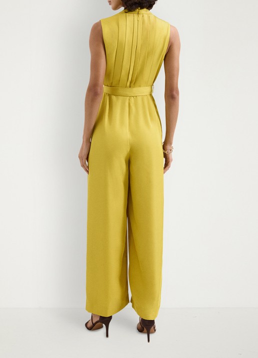 Phase Eight Taylor wide fit jumpsuit met strikceintuur - achterkant 7 geel