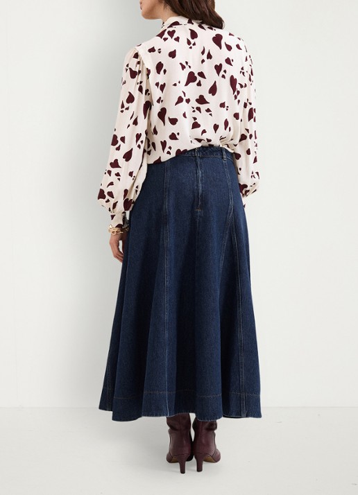 Phase Eight Thea midi rok van denim - achterkant denim