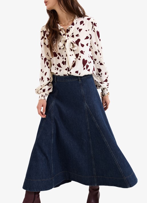 Phase Eight Thea midi rok van denim - detail 5 denim