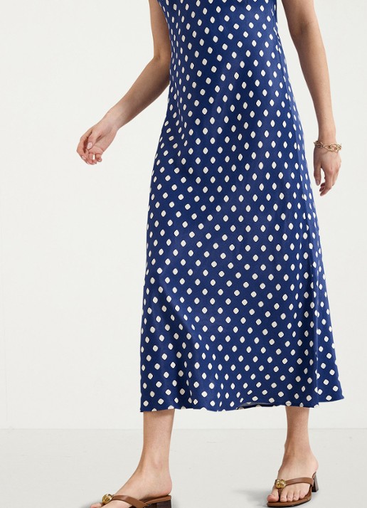 Phase Eight Tina midi jurk met stippenprint - detail 5 donkerblauw