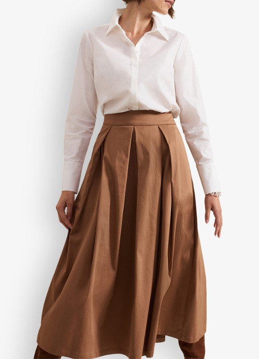 Phase Eight Trinity midi rok met plooien - detail 5 camel