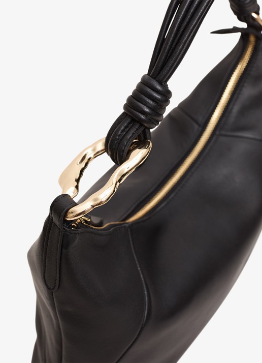 Phase Eight Twisted schoudertas van leer - detail zwart