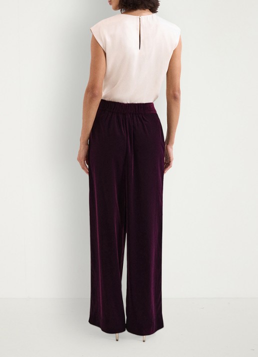 Phase Eight Valentina high waist loose fit pantalon van fluweel - achterkant 6 paars