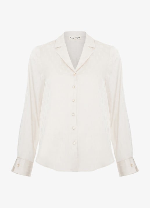 Phase Eight Vega blouse met V-hals - voorkant gebroken wit