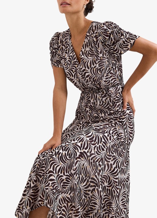 Phase Eight Verity midi jurk met pofmouwen - detail 7 bruin
