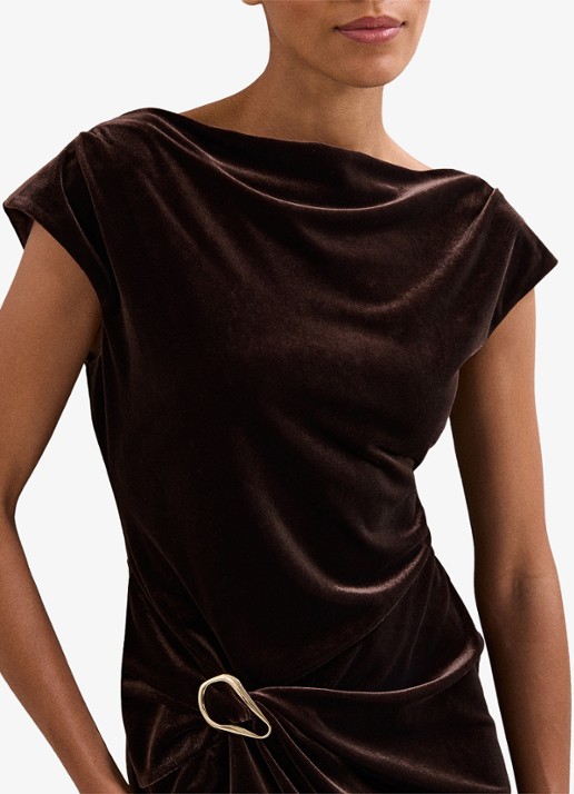 Phase Eight Verra midi jurk van fluweel - detail 5 bruin