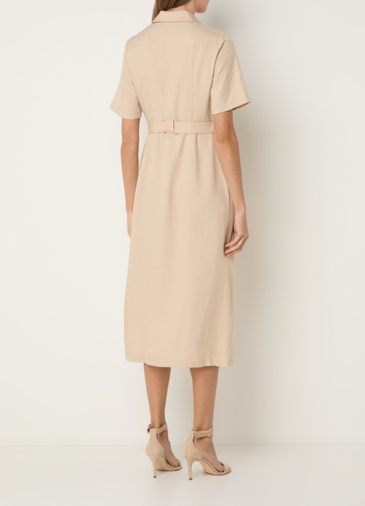 Phase Eight Willow midi blousejurk  met ceintuur - achterkant beige