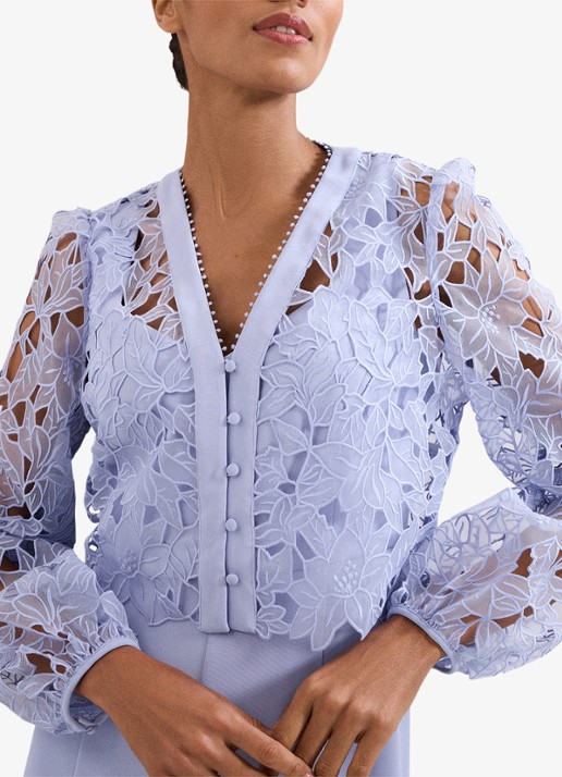 Phase Eight Winona wide fit jumpsuit met details van kant - detail 5 lichtpaars