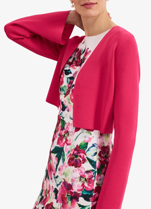 Phase Eight Yasmin fijngebreide bolero met ribstructuur - detail 6 donkerroze