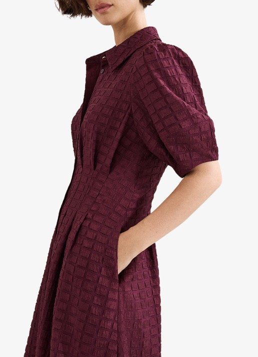 Phase Eight Yasmine midi jurk met pofmouw - detail 4 bordeauxrood