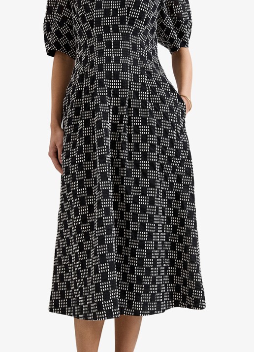 Phase Eight Yasmine midi jurk met print - detail 4 zwart