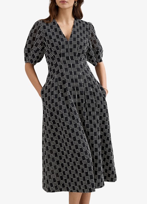 Phase Eight Yasmine midi jurk met print - detail 5 zwart