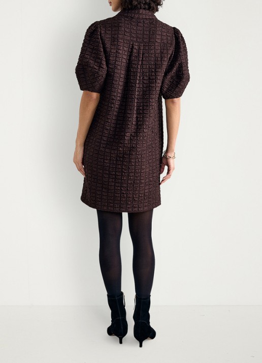 Phase Eight Yasmine mini blousejurk met pofmouwen - achterkant 8 bruin