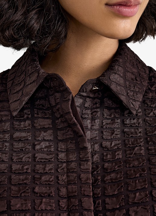 Phase Eight Yasmine mini blousejurk met pofmouwen - detail 3 bruin