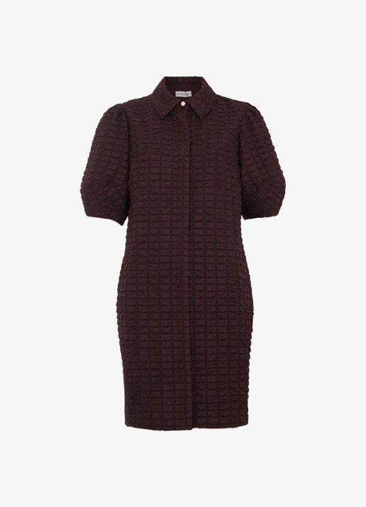 Phase Eight Yasmine mini blousejurk met pofmouwen - voorkant 6 bruin