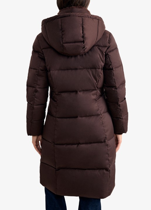 Phase Eight Yasmine puffer jas met afneembare capuchon - achterkant 3 aubergine
