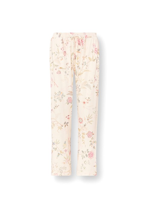 Pip Studio Belin Bodhi Flower pyjamabroek met bloemenprint - voorkant 3 gebroken wit