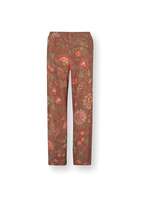 Pip Studio Belin Mumbai Morning pyjamabroek met bloemenprint - achterkant bruin