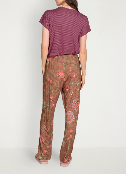 Pip Studio Belin Mumbai Morning pyjamabroek met bloemenprint - detail 5 bruin