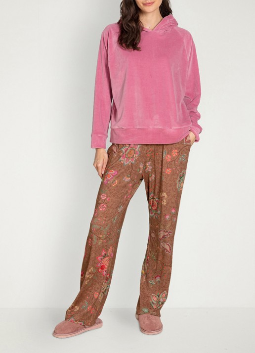 Pip Studio Belin Mumbai Morning pyjamabroek met bloemenprint - detail 6 bruin