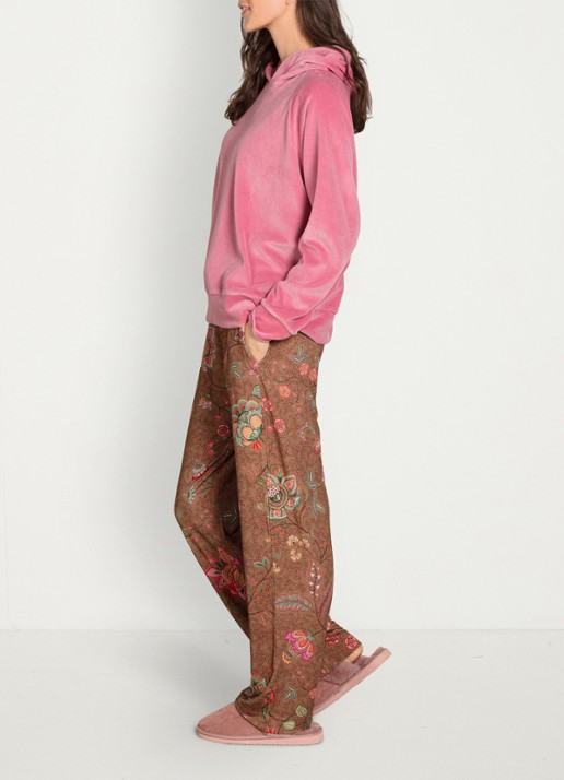 Pip Studio Belin Mumbai Morning pyjamabroek met bloemenprint - detail 7 bruin