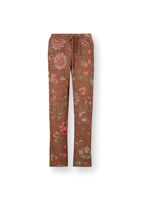 Pip Studio Belin Mumbai Morning pyjamabroek met bloemenprint - voorkant 2 bruin