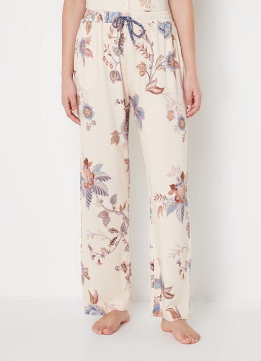 Pip Studio Belin pyjamabroek met bloemenprint - detail 4 lindegroen