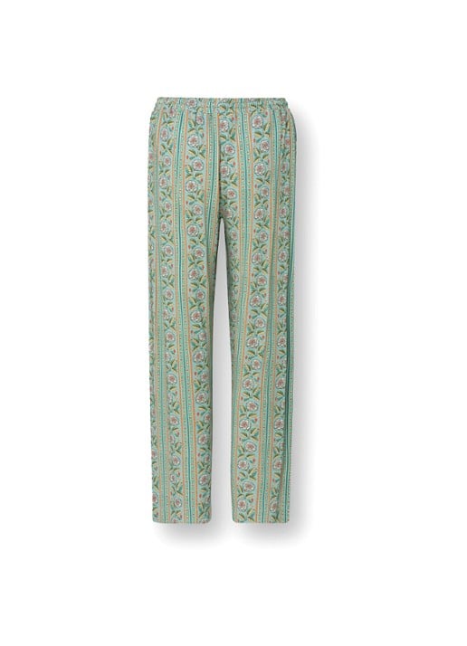 Pip Studio Belin Rosa Rani pyjamabroek met bloemenprint - achterkant 3 turquoise