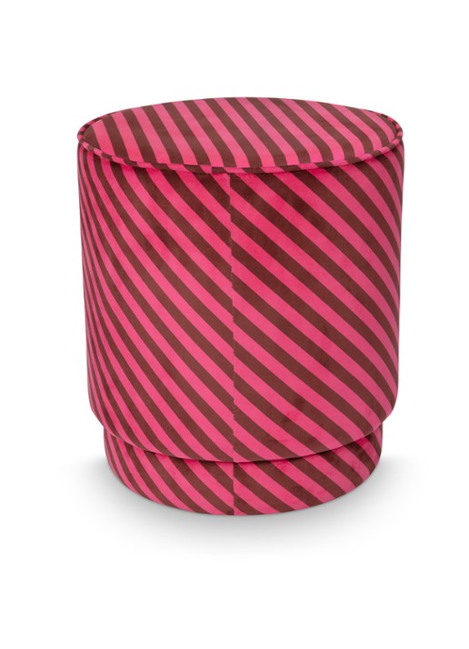 Pip Studio Block Stripe poef 40 x 45 cm - achterkant 3 roze