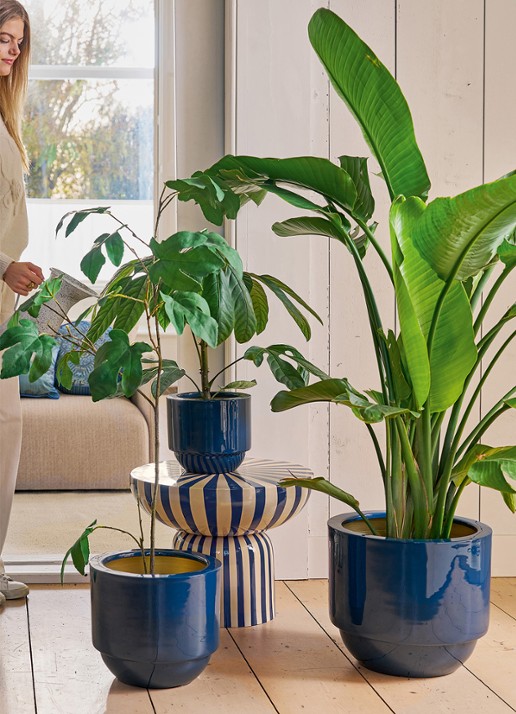 Pip Studio Bloempot voor binnen 40 x 35 cm - voorkant 4 blauw