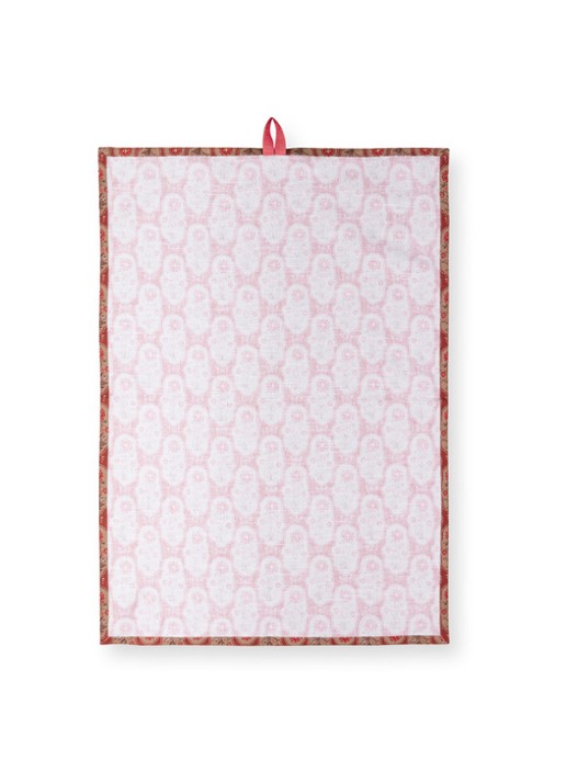 Pip Studio Blooming Tales Bustani-Pashmina theedoek 50 x 70 cm set van 2 - achterkant donkerrood