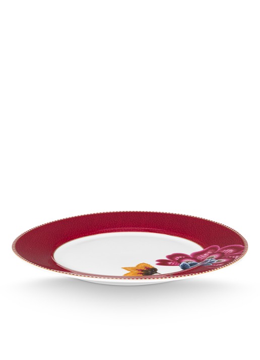 Pip Studio Blooming Tales dinerbord 23 cm - detail donkerrood
