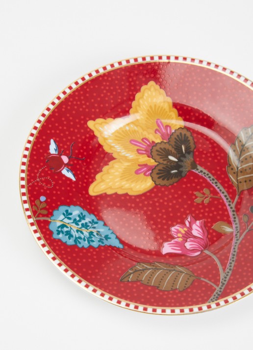 Pip Studio Blooming Tales Fantasy gebaksbordje - detail 3 donkerrood