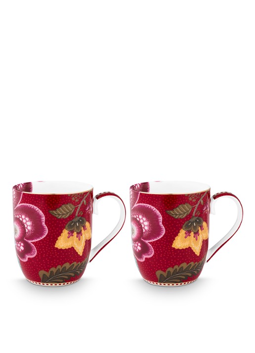 Pip Studio Blooming Tales Fantasy kopje set van 2 - detail 4 donkerrood