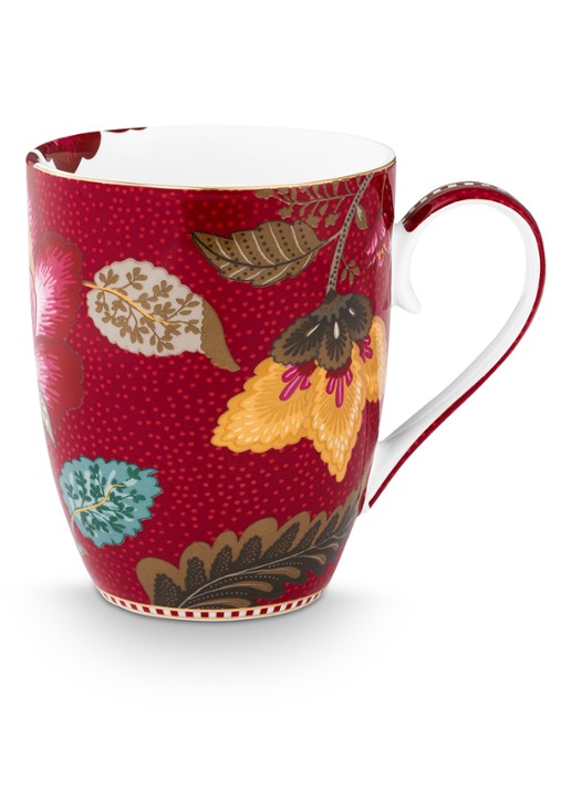 Pip Studio Blooming Tales Fantasy mok set van 2 - achterkant 6 donkerrood