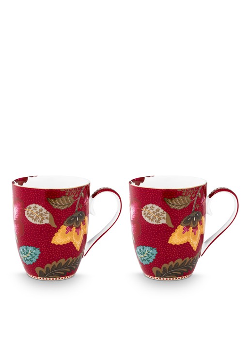 Pip Studio Blooming Tales Fantasy mok set van 2 - detail donkerrood