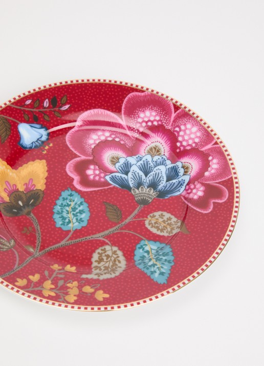 Pip Studio Blooming Tales Fantasy ontbijtbord - detail 3 donkerrood