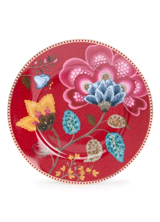 Pip Studio Blooming Tales Fantasy ontbijtbord - voorkant donkerrood
