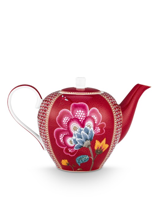 Pip Studio Blooming Tales Fantasy theepot - achterkant 3 donkerrood