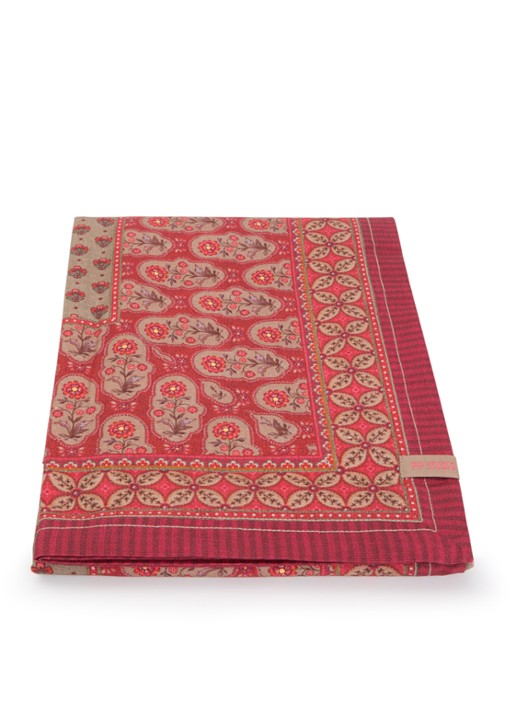 Pip Studio Blooming Tales tafelkleed 150 x 250 cm - voorkant 3 donkerrood