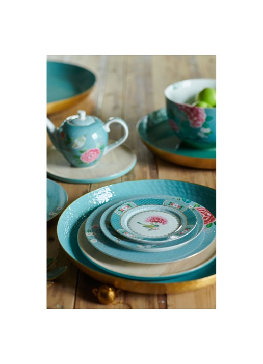 Pip Studio Blushing Birds dinerbord 26,5 cm - voorkant 2 lichtblauw