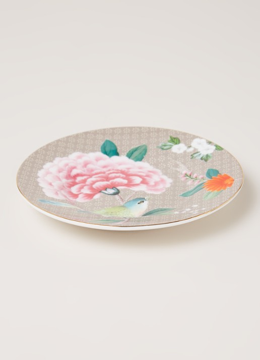 Pip Studio Blushing Birds gebaksbord 12 cm - voorkant 4 khaki