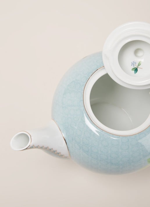 Pip Studio Blushing Birds theepot 1,6 liter  - detail blauw