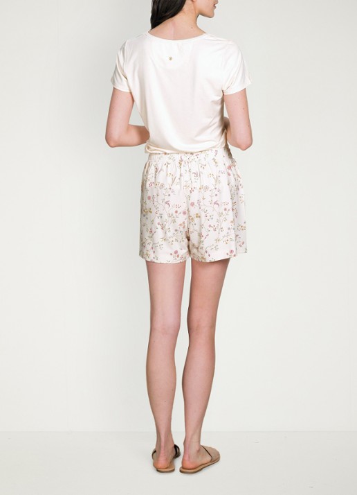 Pip Studio Bo korte loungebroek met bloemenprint - detail 5 gebroken wit