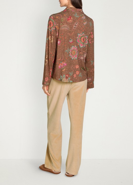 Pip Studio Faye Mumbai Morning pyjamatop met bloemenprint - detail 3 bruin