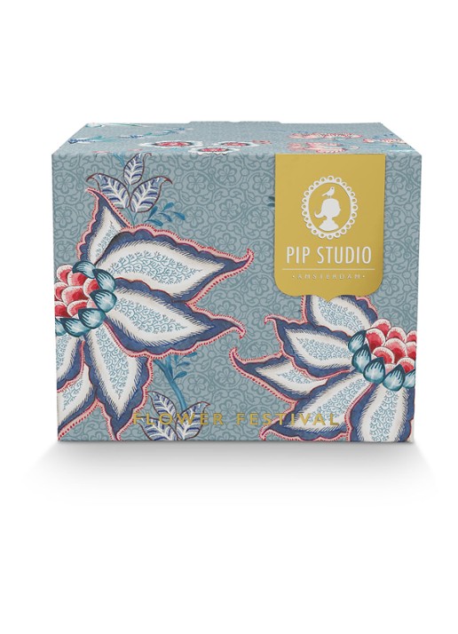 Pip Studio Flower Festival espressokopje en schotel 12 cl set van 2 - detail 2 oudroze