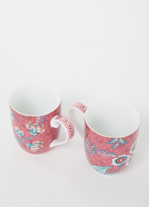 Pip Studio Flower Festival kopje 14,5 cl set van 2 - voorkant 2 roze