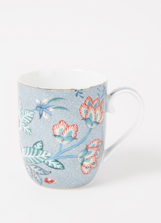 Pip Studio Flower Festival kopje 14,5 cl - voorkant 2 blauwgrijs